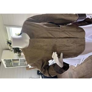 NEW ELLE GREY women's cotton collarless button down jacket in washed khaki